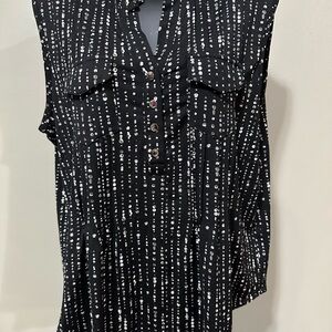 Black and White Sleeveless Blouse